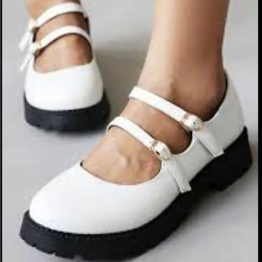 BRAND NEW BAMBOO DOUBLE BUCKLE DECOR FLATFORM MARY JANE SHOES